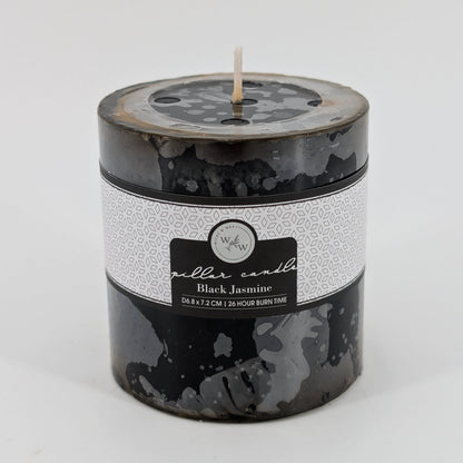6.8x7.2cm Pillar Candle In Solid - Black Jasmine