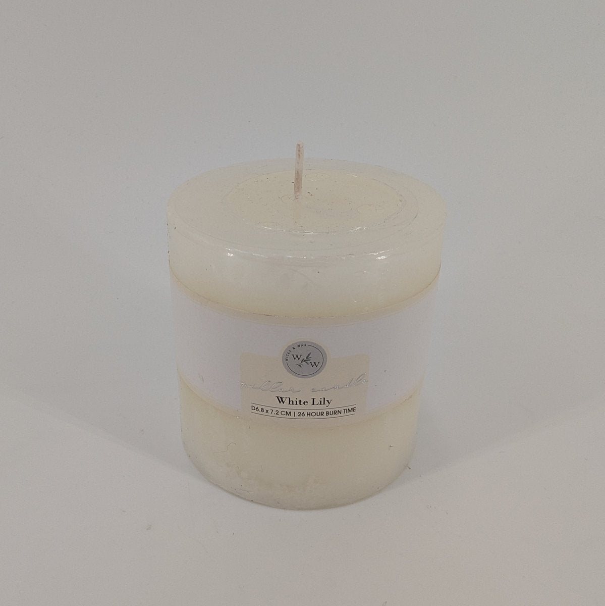 6.8x7.2cm Pillar Candle In Solid - White Lily