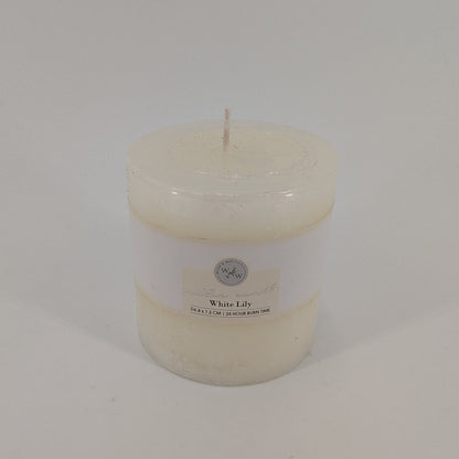 6.8x7.2cm Pillar Candle In Solid - White Lily