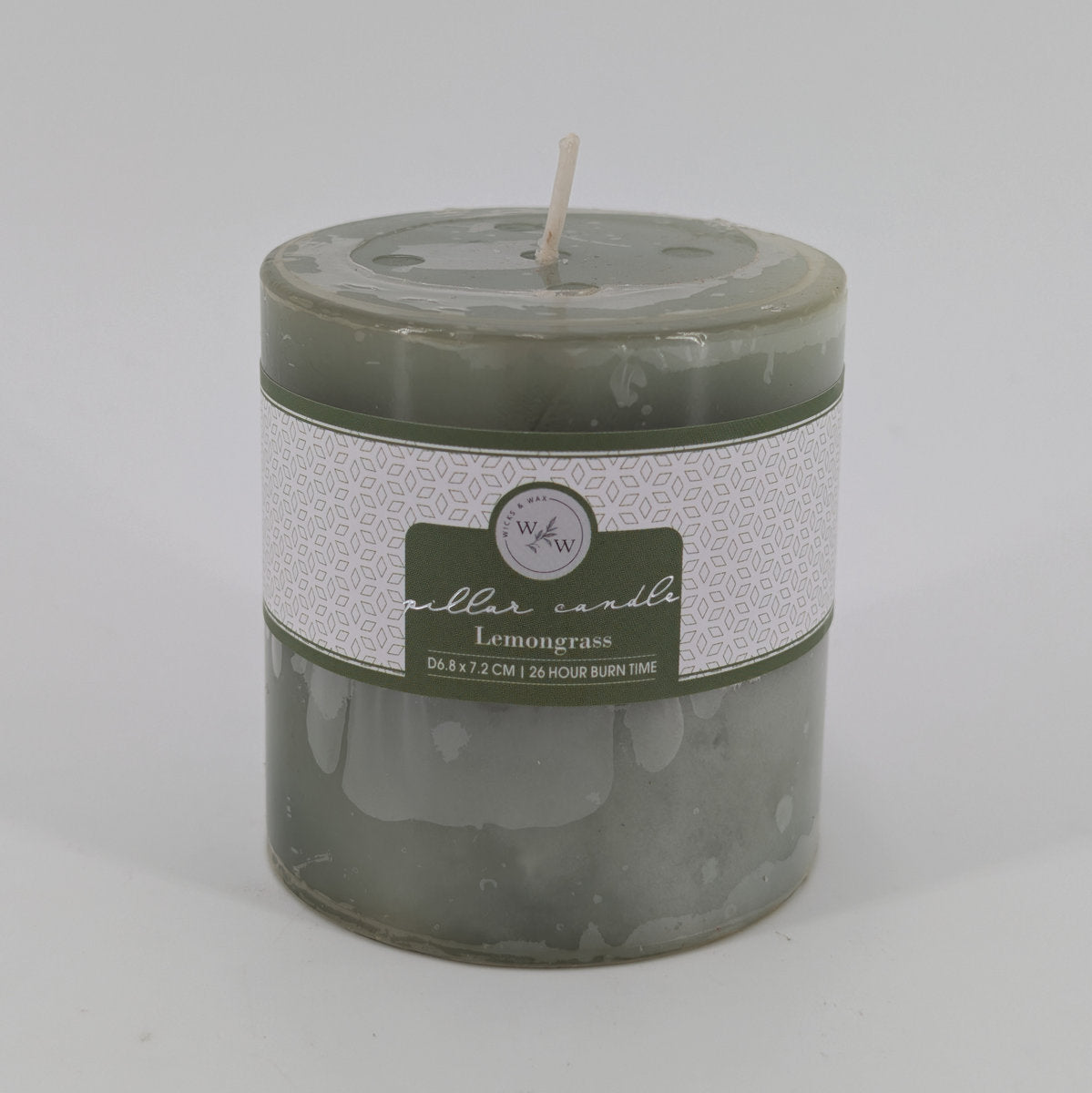 6.8x7.2cm Pillar Candle In Solid - Lemongrass