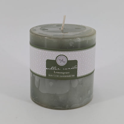 6.8x7.2cm Pillar Candle In Solid - Lemongrass