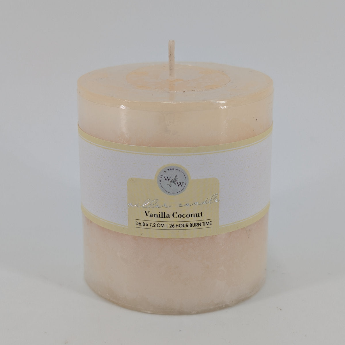 6.8x7.2cm Pillar Candle In Solid - Vanilla Coco