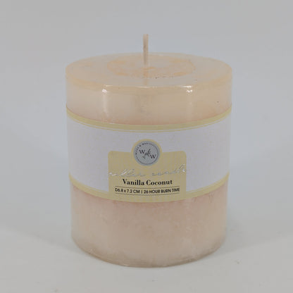 6.8x7.2cm Pillar Candle In Solid - Vanilla Coco