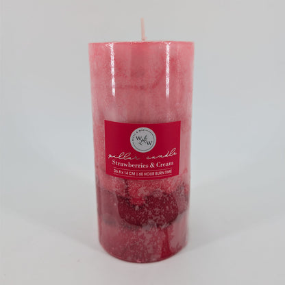 6.8x14cm Pillar Candle In 3 Tone - Strawberries & Cream