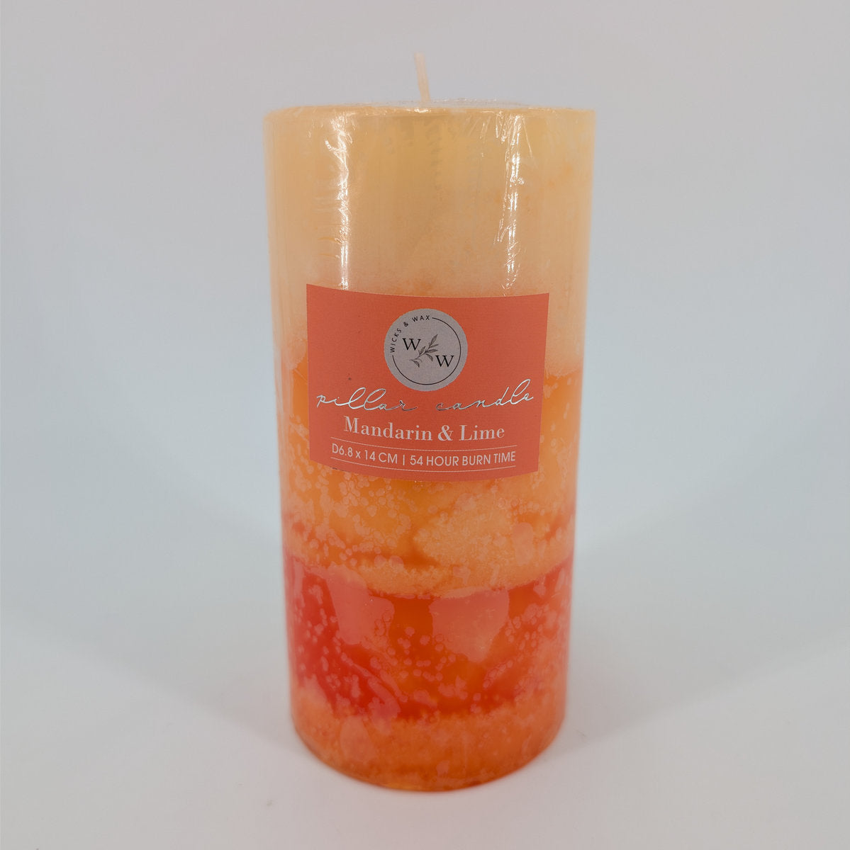 6.8x14cm Pillar Candle In 3 Tone - Mandarin & Lime