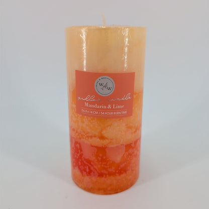 6.8x14cm Pillar Candle In 3 Tone - Mandarin & Lime