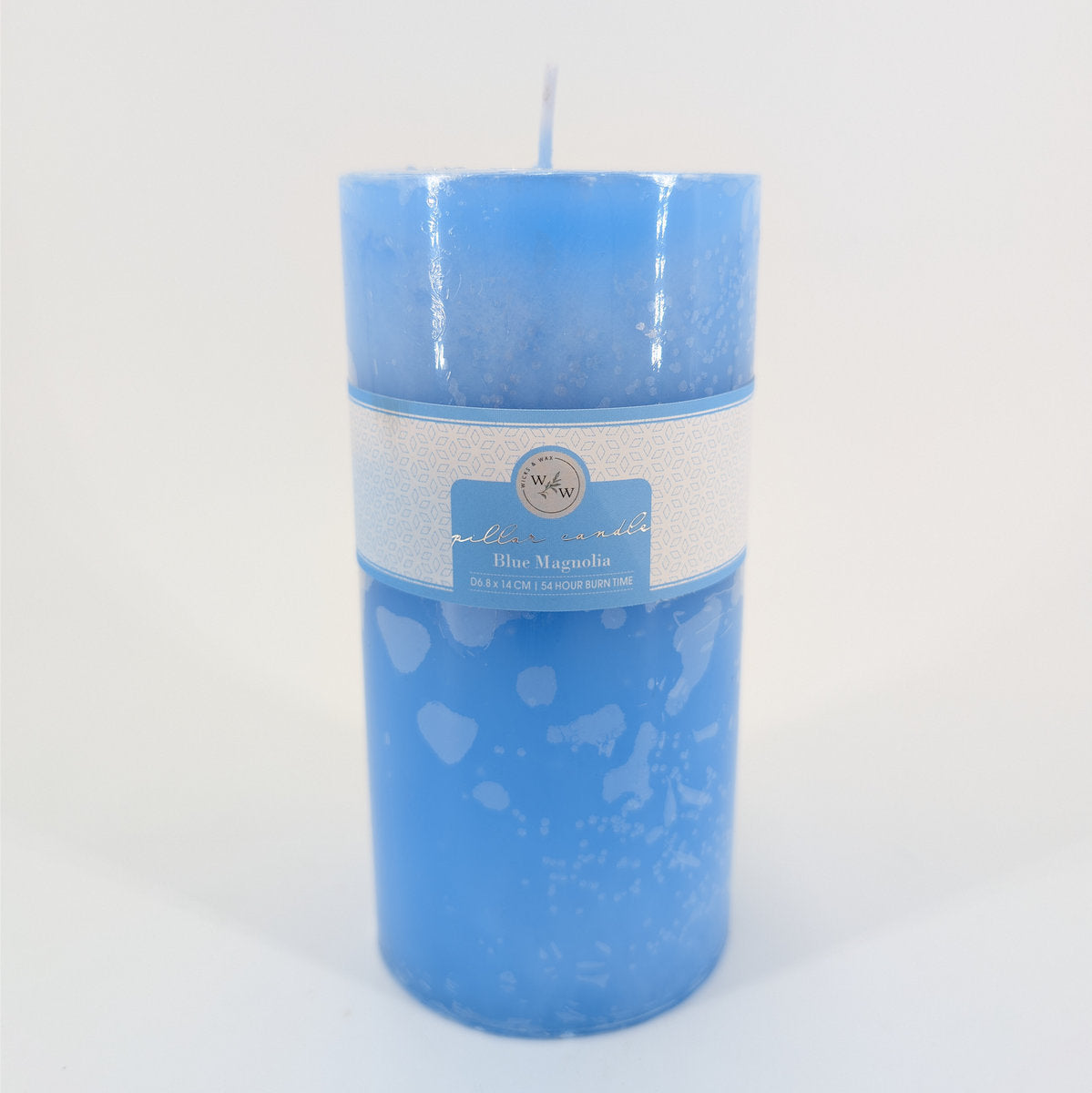 6.8x14cm Pillar Candle In Solid - Blue Magnolia