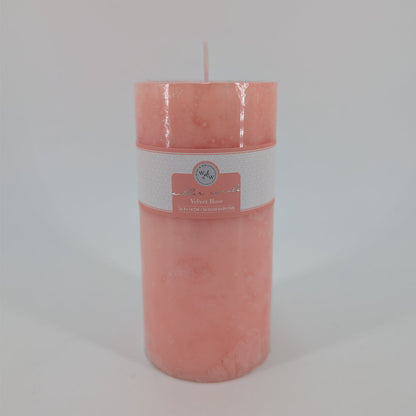 6.8x14cm Pillar Candle In Solid - Velvet Rose