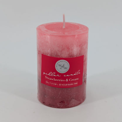 5x7.5cm Pillar Candle In 3 Tone - Strawberries & Cream
