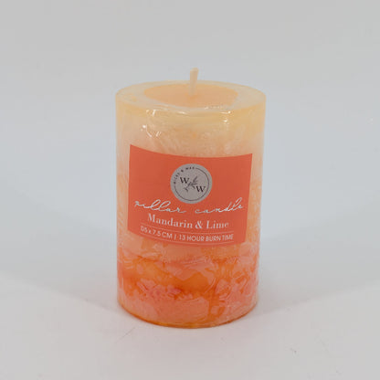 5x7.5cm Pillar Candle In 3 Tone - Mandarin & Lime