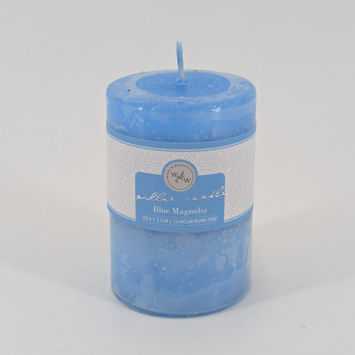 5x7.5cm Pillar Candle In Solid - Blue Magnolia