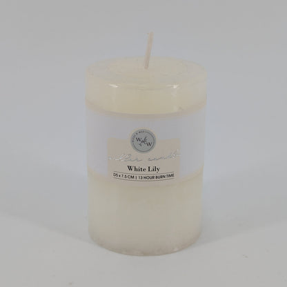 5x7.5cm Pillar Candle In Solid - White Lily