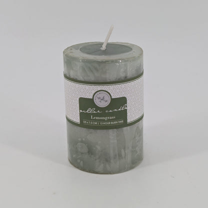5x7.5cm Pillar Candle In Solid - Lemongrass