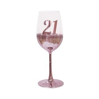 21 PINK METAGLITZ WINE GLASS