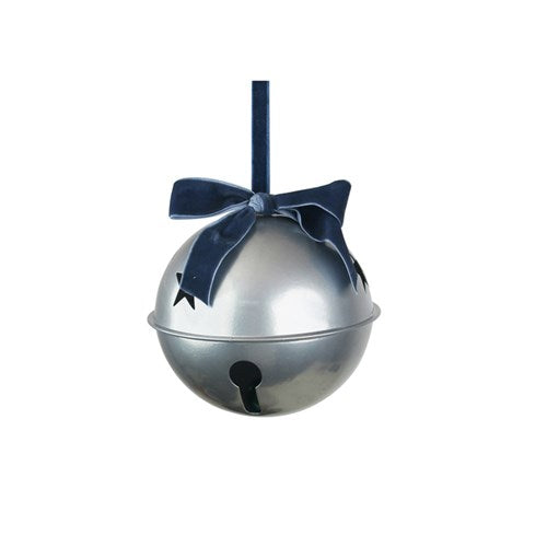 14CM SILVER BELL W/NAVY VELVET BOW