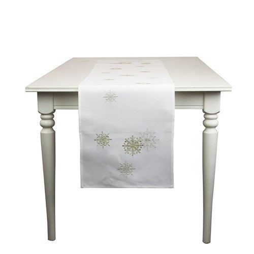 40X173CM SNOWFLAKE EMBROIDERED TABLE RUNNER