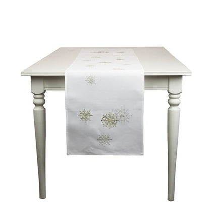 40X173CM SNOWFLAKE EMBROIDERED TABLE RUNNER