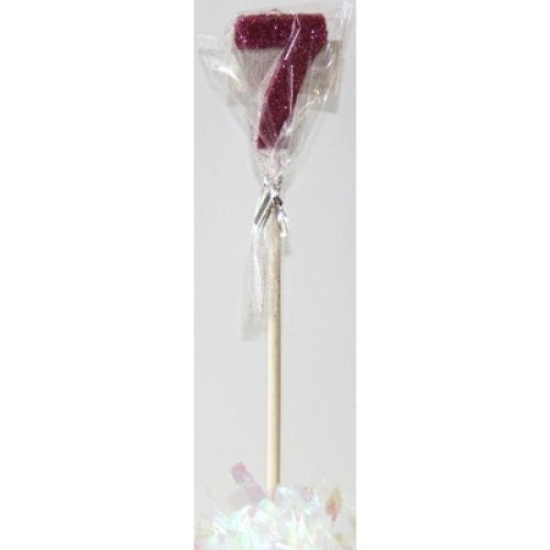 CANDLE PINK GLITTER LONG STICK #7 image 0