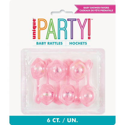6 BABY RATTLES - PINK image 0