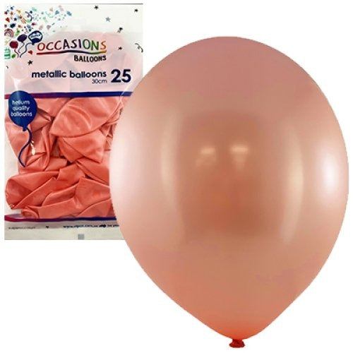 Metallic 30cm Latex Balloons 25pk - Rose Gold image 0