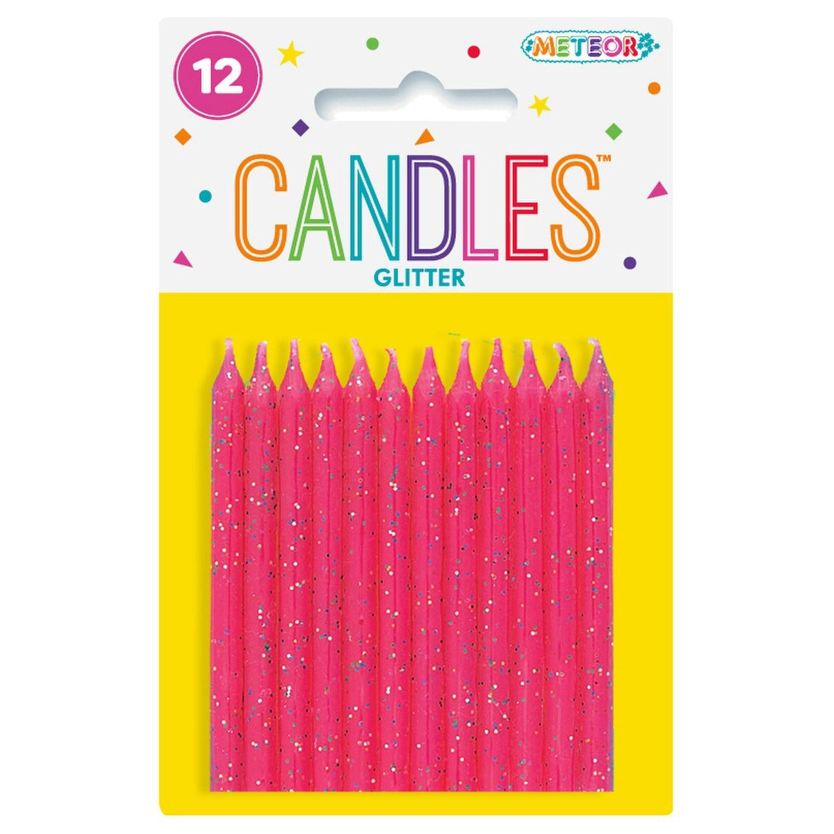 12 GLITTER CANDLES - PINK image 0