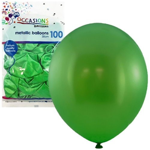 Metallic 30cm Latex Balloons 100pk - Lime image 0