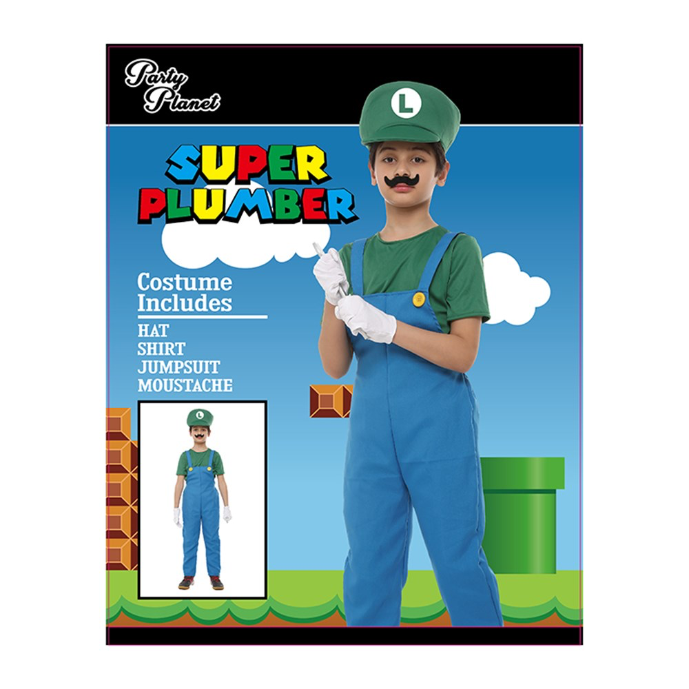 Kids Plumber Green Kids Costume XXLarge (H: 152cm W: 64cm) image 0