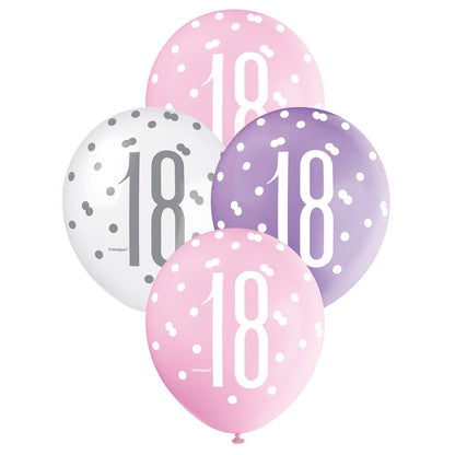 Pink, Purple & White Assorted 30cm Latex Balloons - 18 image 0