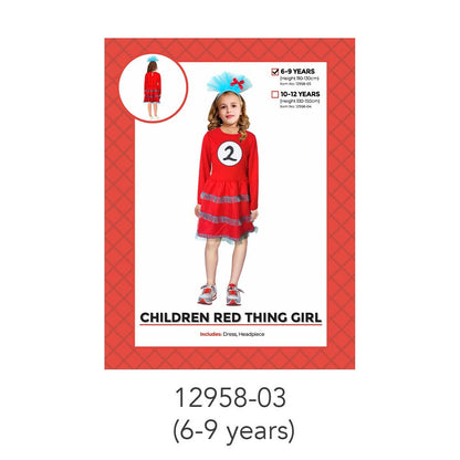 Children Red Thing 2 Girl Costume 6-9 Years image 0