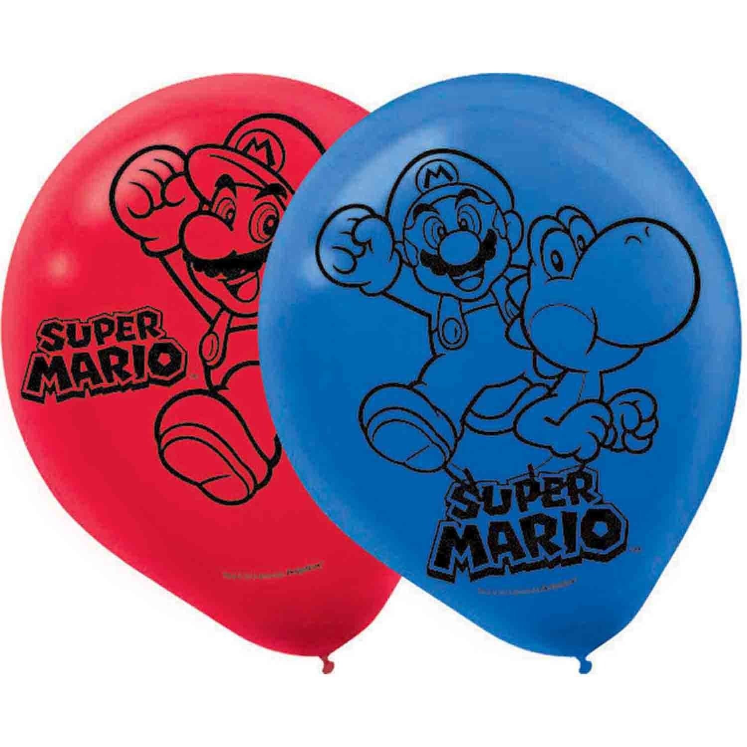 6 Super Mario Bros 30cm Latex Balloons image 0