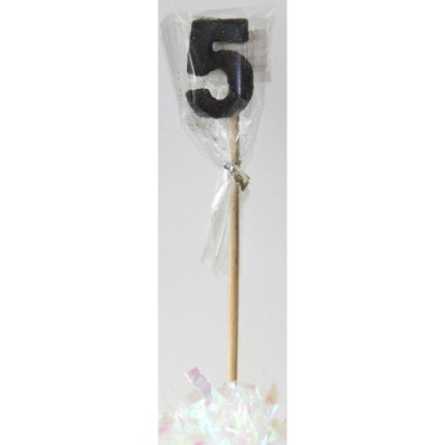 CANDLE BLACK GLITTER LONG STICK #5 image 0