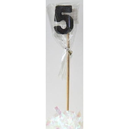 CANDLE BLACK GLITTER LONG STICK #5 image 0