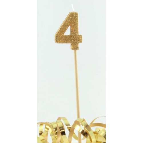CANDLE GOLD GLITTER LONG STICK #4 image 0