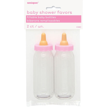 2 BABY BOTTLES 5" PINK image 0