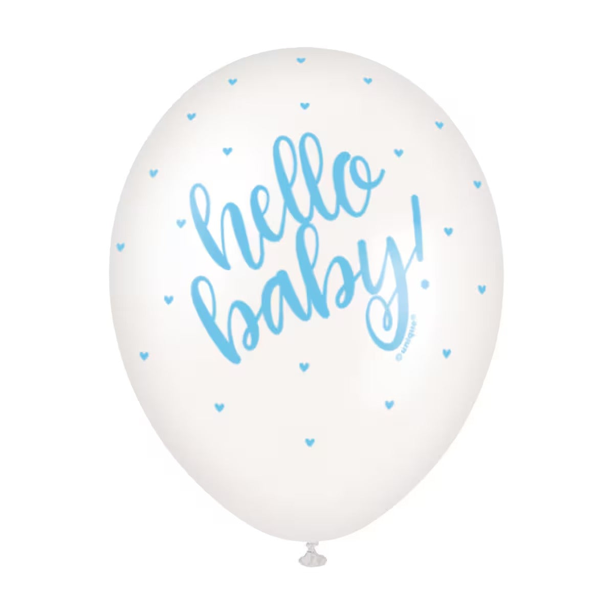 5 x HELLO BABY BLUE 30CM BLNS PEARL WTE image 0