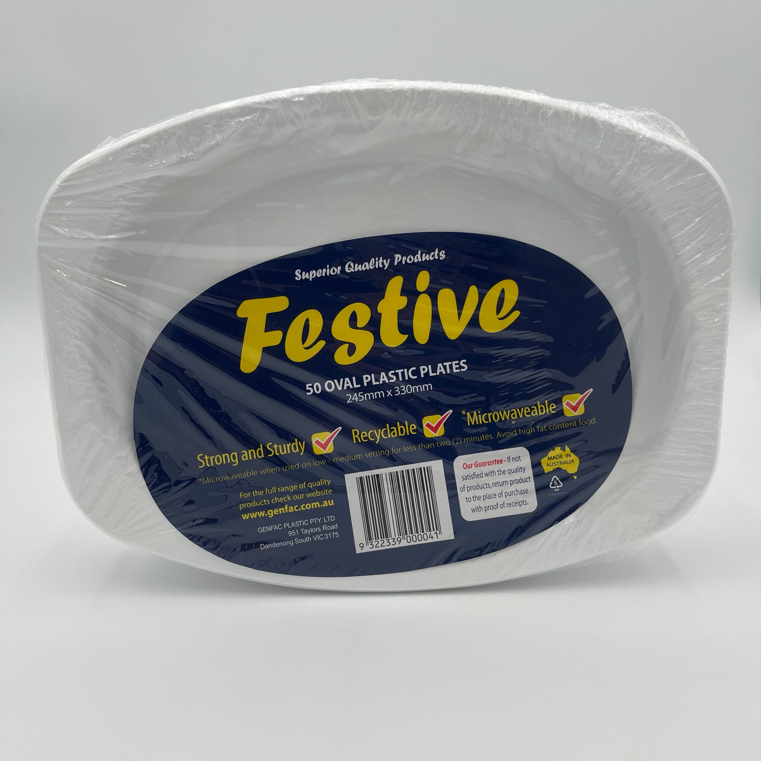 50 Pk White Oval Plastic Plates (245x330mm) image 0