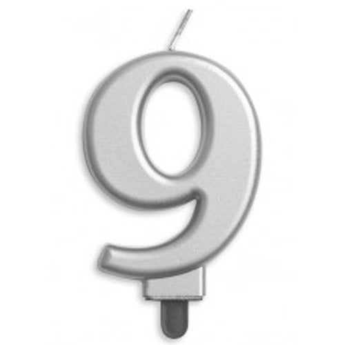 CANDLE NUMERAL JUMBO SILVER #9 image 0