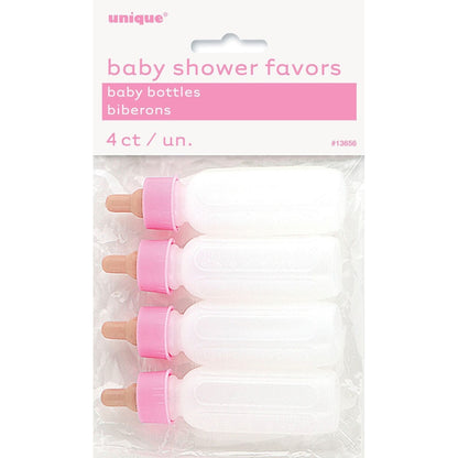 4 BABY BOTTLES W/PINK TOP image 0