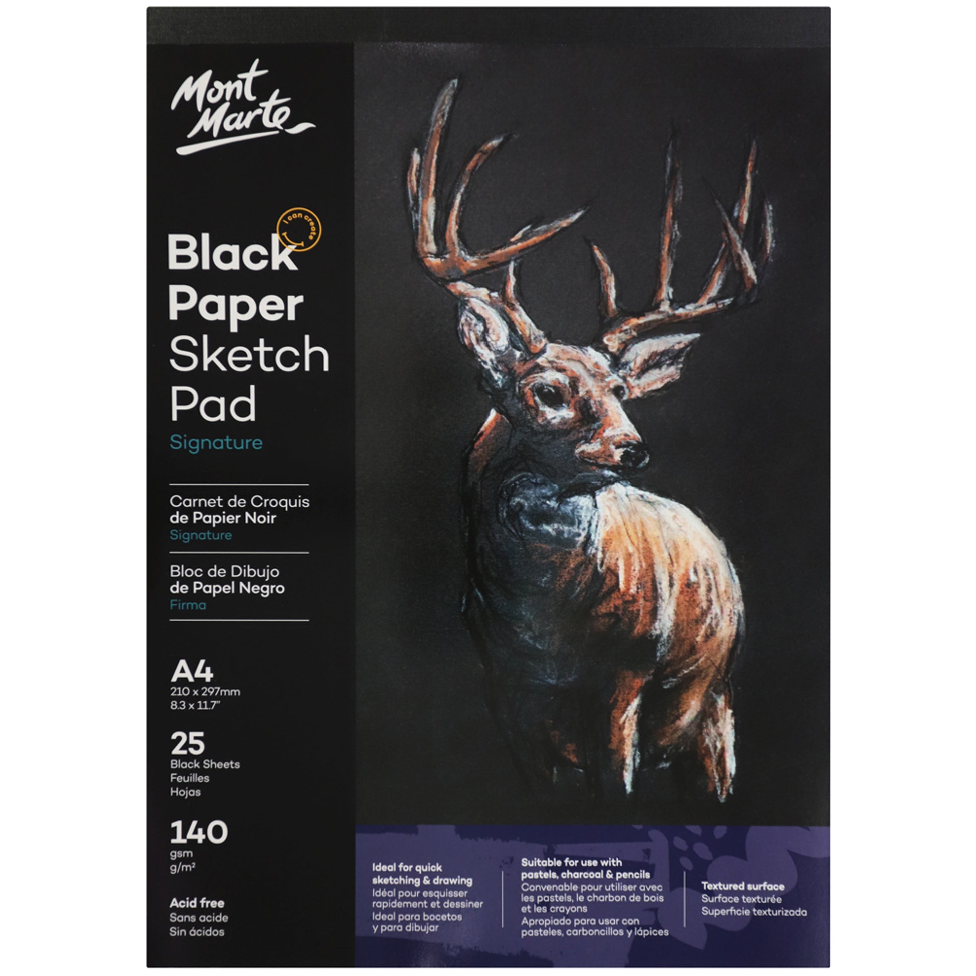 Black Paper Sketch Pad A4 140gsm 25 Sheets image 0