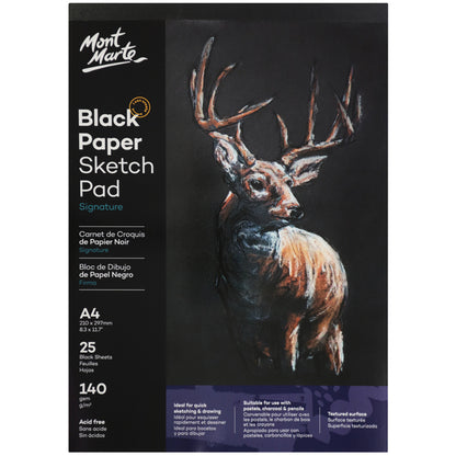 Black Paper Sketch Pad A4 140gsm 25 Sheets image 0