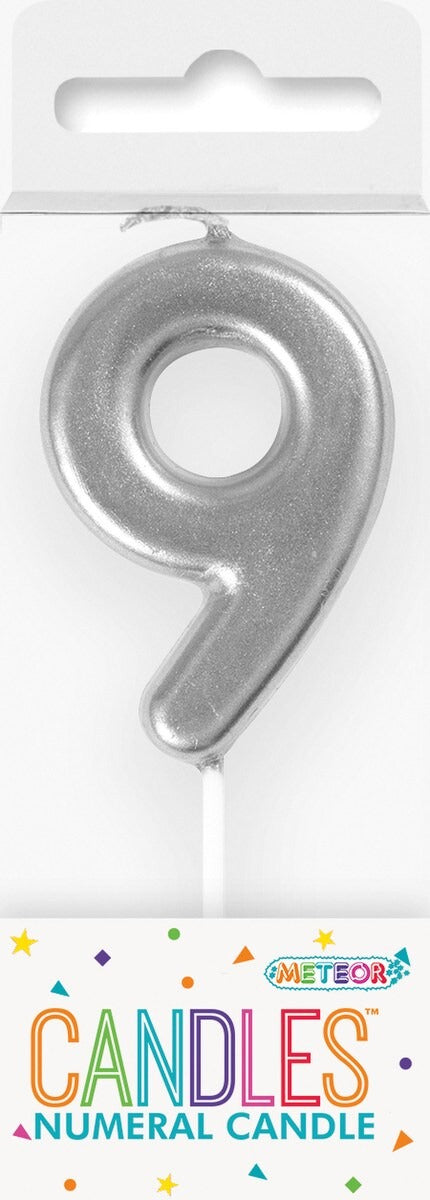 MINI SILVER NUMERAL CANDLE - 9 image 0