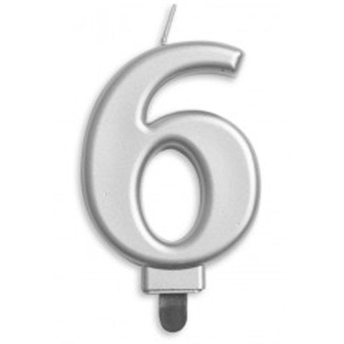 CANDLE NUMERAL JUMBO SILVER #6 image 0