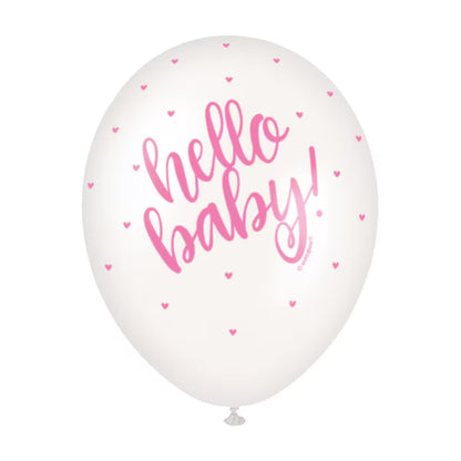 5 x HELLO BABY PINK 30CM BLNS PEARL WTE image 0