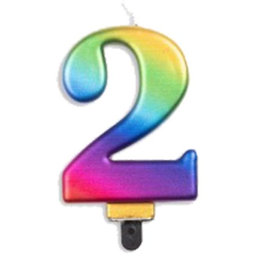 CANDLE NUMERAL JUMBO RAINBOW #2 image 0