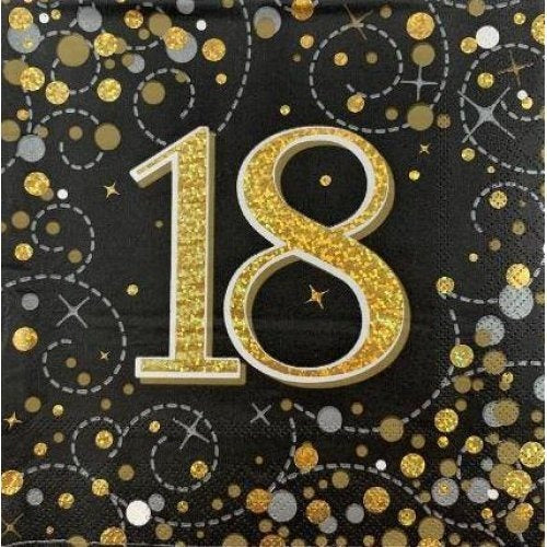 Sparkling Fizz Black & Gold Napkin 33cm #18 Pk16 image 0