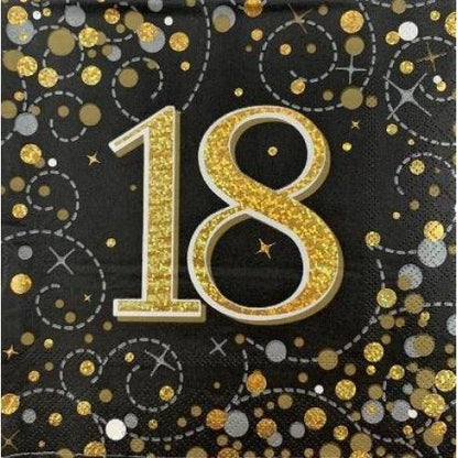 Sparkling Fizz Black & Gold Napkin 33cm #18 Pk16 image 0