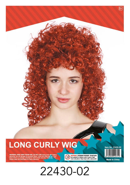 Lady Long Curly Wig (Dark Red) image 0