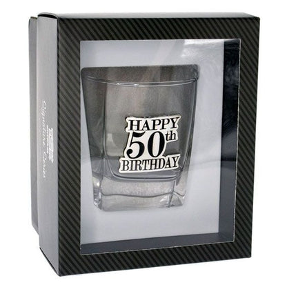 HAPPY 50TH BADGE SCOTCH GIFT BOX image 0