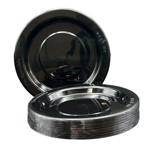 Black Plastic Lunch Plates Pack 20 image 0
