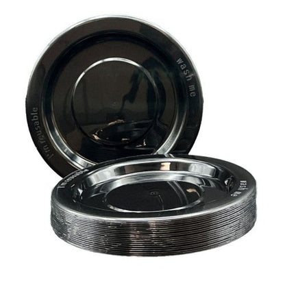 Black Plastic Lunch Plates Pack 20 image 0